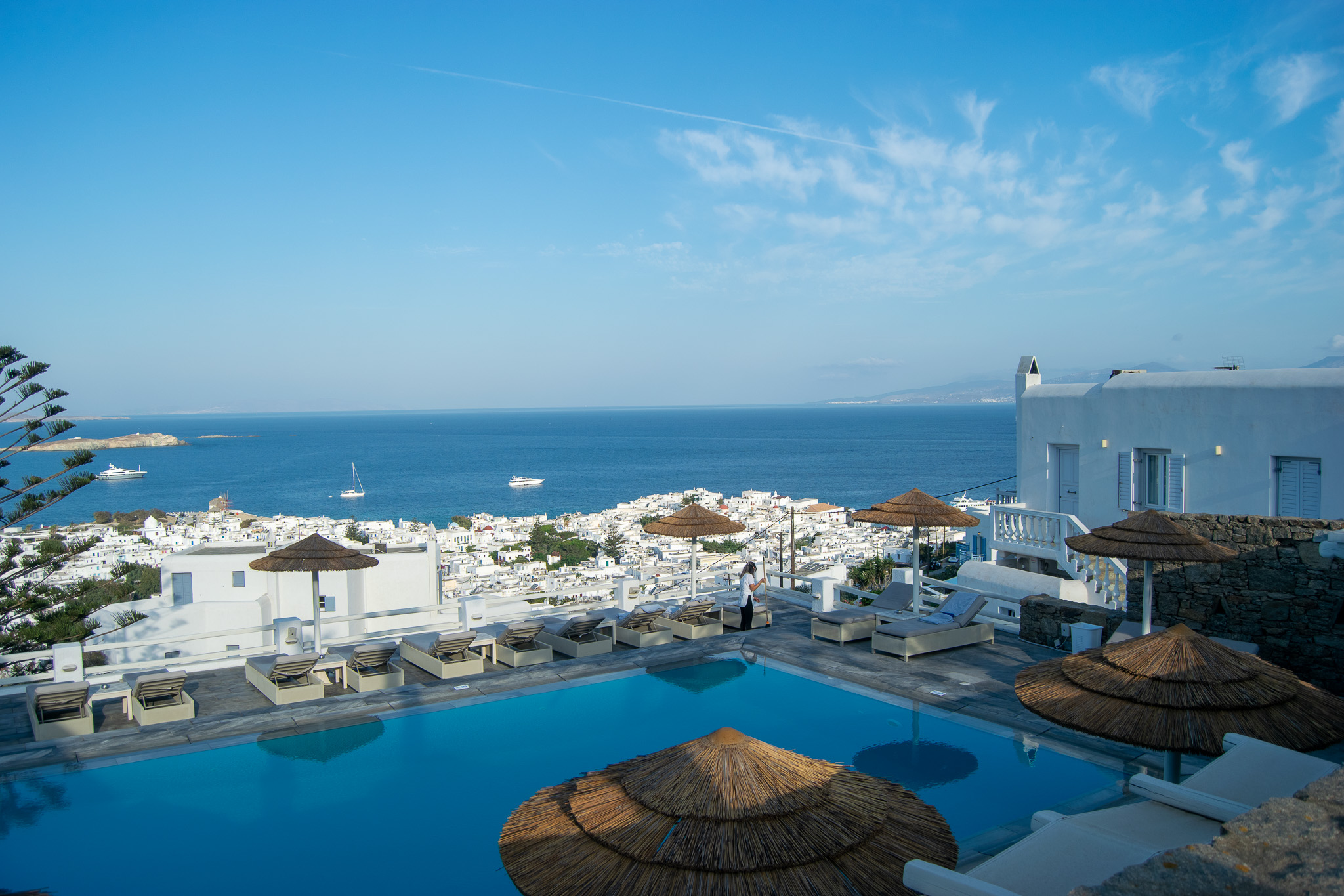 Mykonos infinity pool hotel terrace