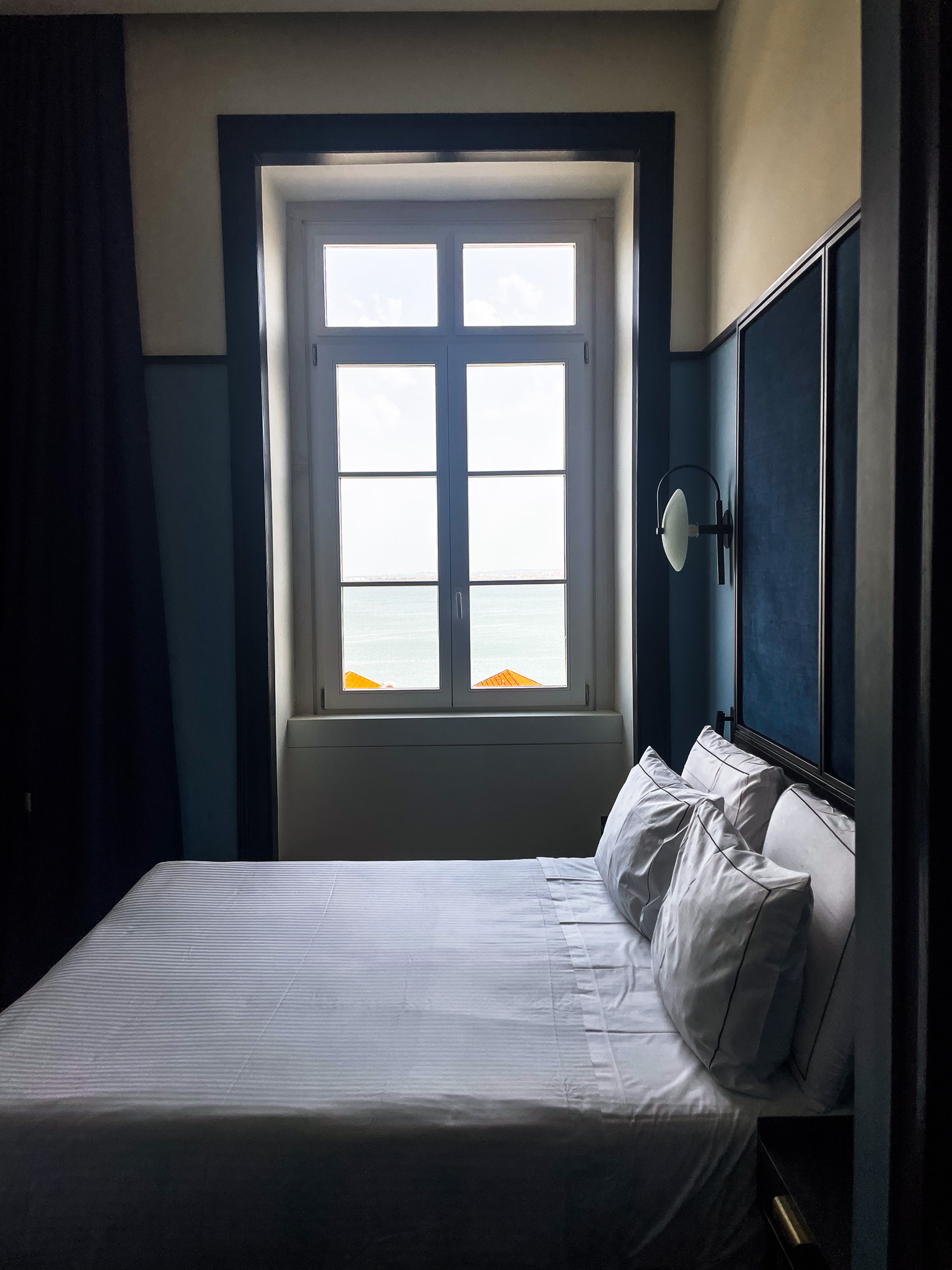 Hotel bedroom with sea view, Portugal