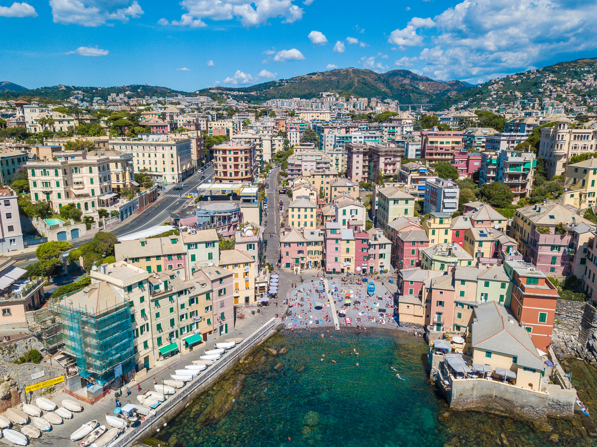 Aerial Italian coastal village